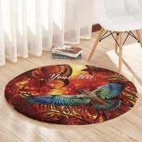 New Zealand Kea Bird Matariki Personalised Round Carpet Silver Fern Maori Pattern