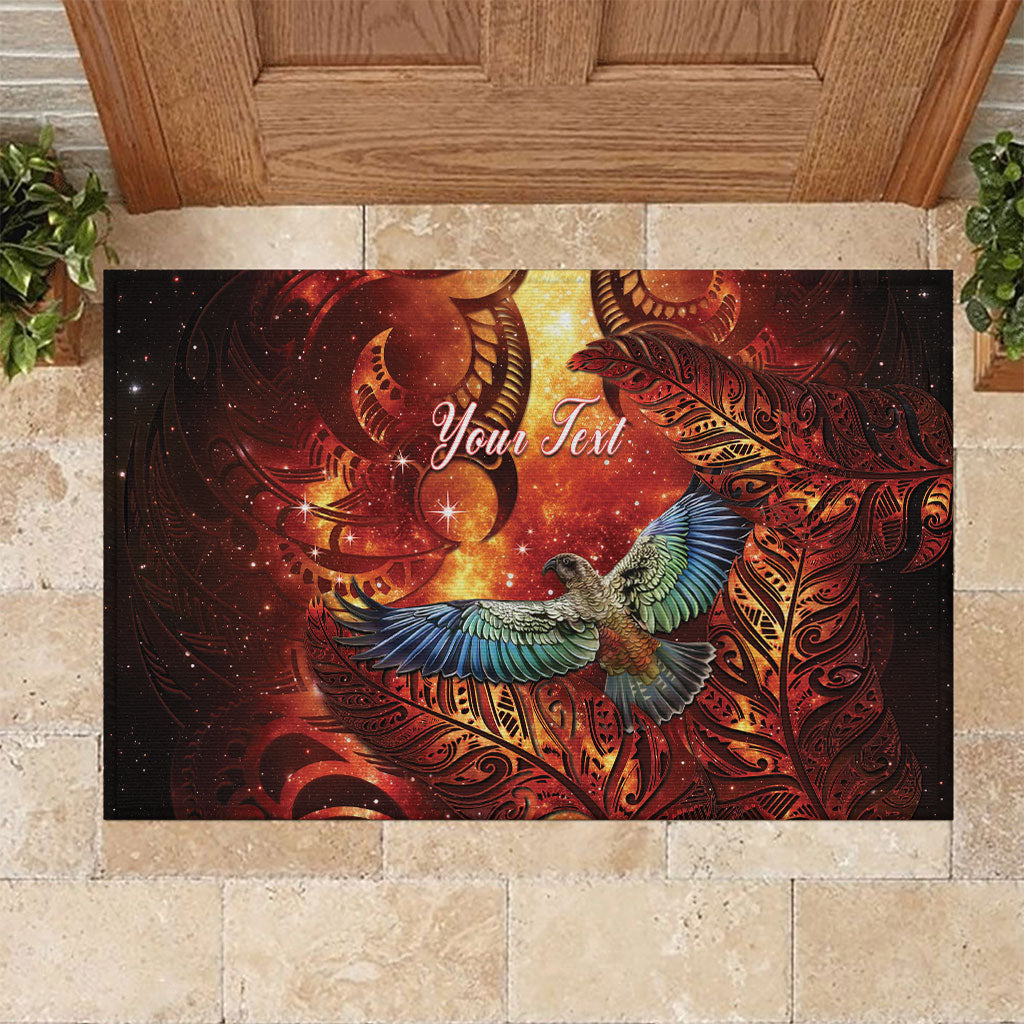 New Zealand Kea Bird Matariki Personalised Rubber Doormat Silver Fern Maori Pattern