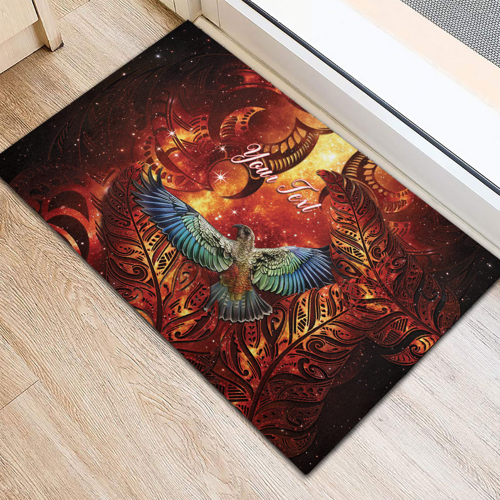 New Zealand Kea Bird Matariki Personalised Rubber Doormat Silver Fern Maori Pattern