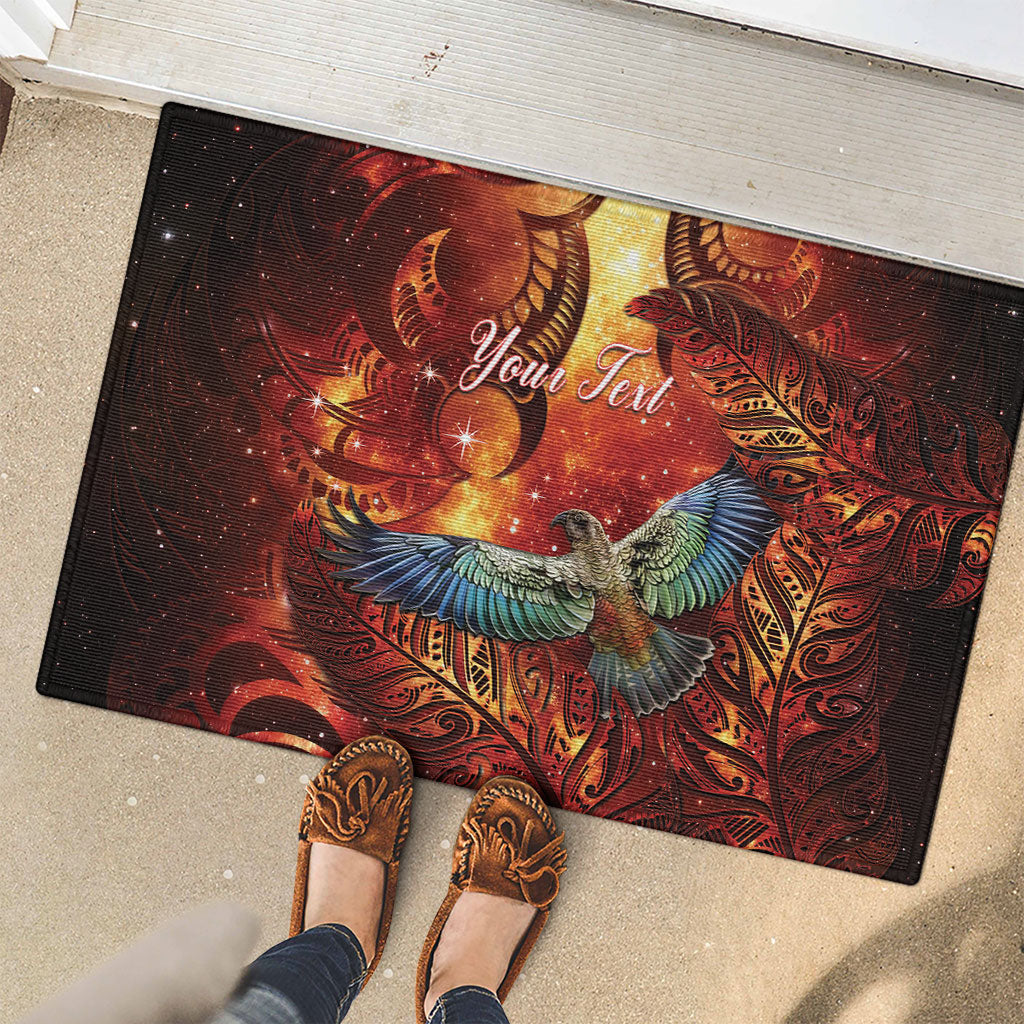 New Zealand Kea Bird Matariki Personalised Rubber Doormat Silver Fern Maori Pattern