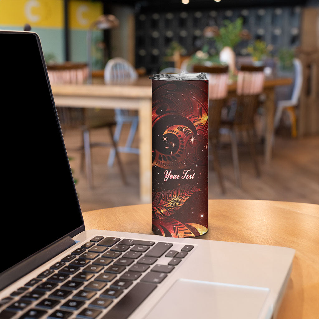 New Zealand Kea Bird Matariki Personalised Skinny Tumbler Silver Fern Maori Pattern