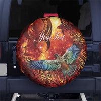 New Zealand Kea Bird Matariki Personalised Spare Tire Cover Silver Fern Maori Pattern