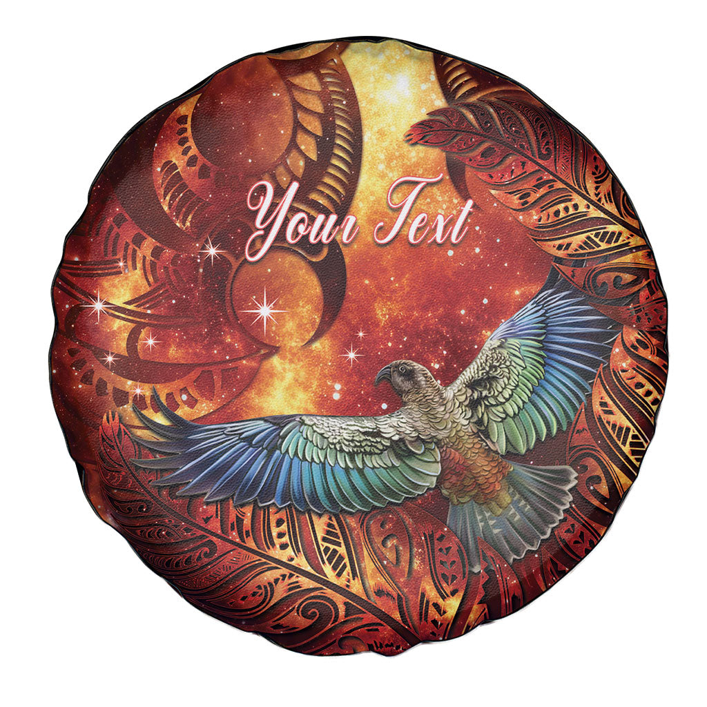 New Zealand Kea Bird Matariki Personalised Spare Tire Cover Silver Fern Maori Pattern
