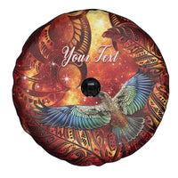 New Zealand Kea Bird Matariki Personalised Spare Tire Cover Silver Fern Maori Pattern