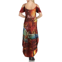 New Zealand Kea Bird Matariki Personalised Summer Maxi Dress Silver Fern Maori Pattern