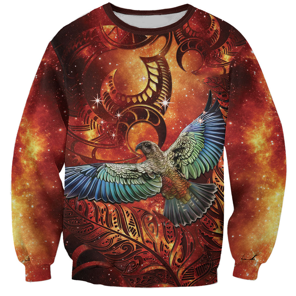 New Zealand Kea Bird Matariki Personalised Sweatshirt Silver Fern Maori Pattern