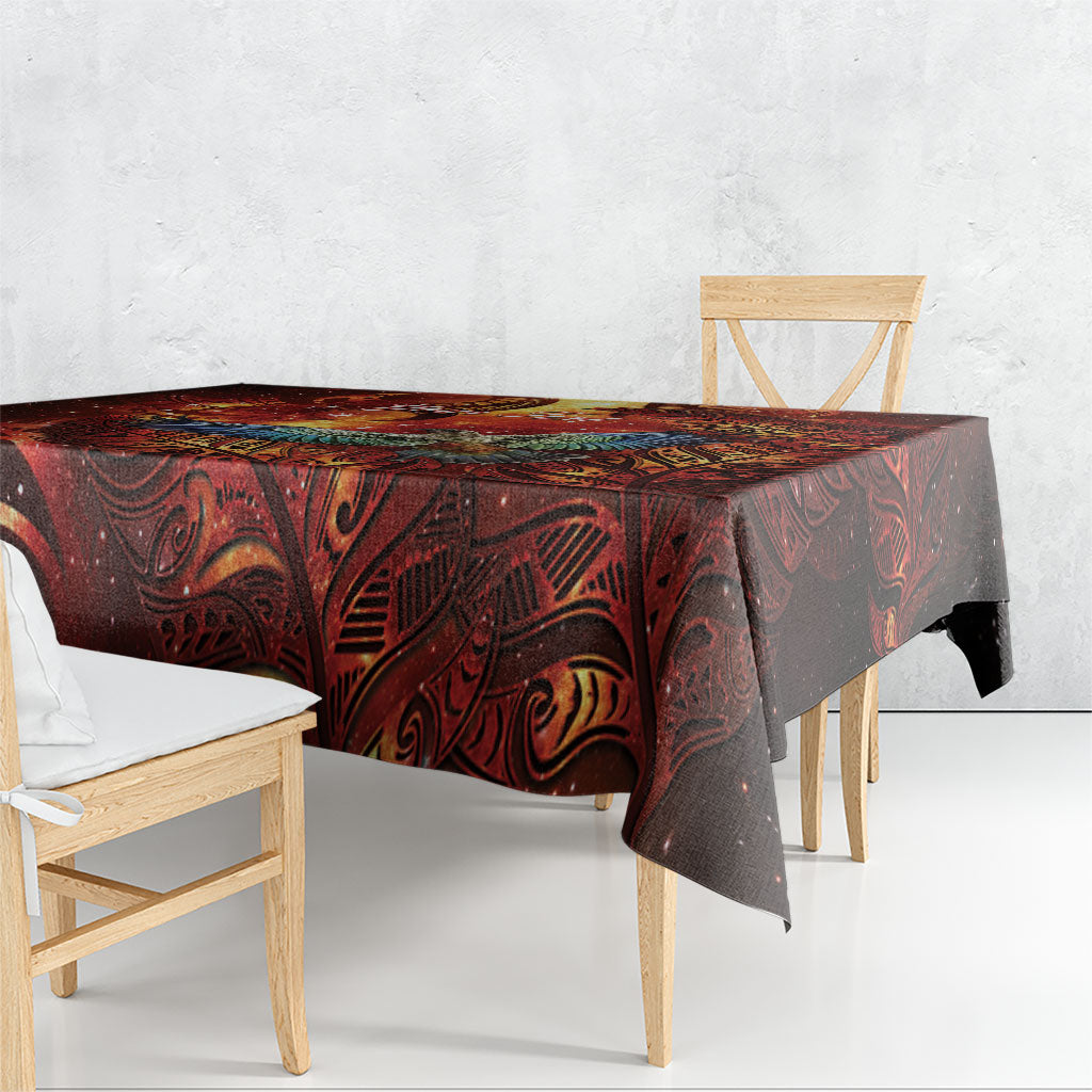 New Zealand Kea Bird Matariki Personalised Tablecloth Silver Fern Maori Pattern