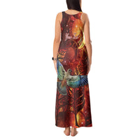 New Zealand Kea Bird Matariki Personalised Tank Maxi Dress Silver Fern Maori Pattern