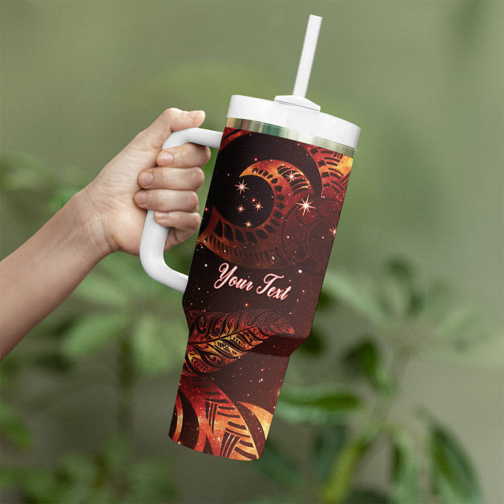 New Zealand Kea Bird Matariki Personalised Tumbler With Handle Silver Fern Maori Pattern