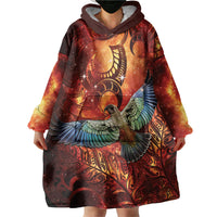 New Zealand Kea Bird Matariki Personalised Wearable Blanket Hoodie Silver Fern Maori Pattern