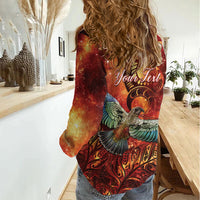 New Zealand Kea Bird Matariki Personalised Women Casual Shirt Silver Fern Maori Pattern