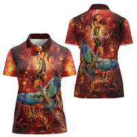 New Zealand Kea Bird Matariki Personalised Women Polo Shirt Silver Fern Maori Pattern