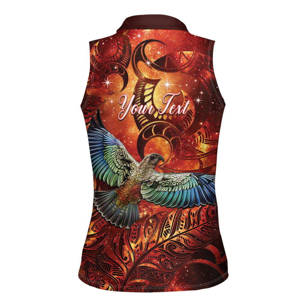 New Zealand Kea Bird Matariki Personalised Women Sleeveless Polo Shirt Silver Fern Maori Pattern LT22 - Polynesian Pride