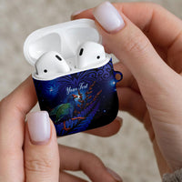 Takahe New Zealand Personalised AirPods Case Harakeke Silver Fern Maori Pattern