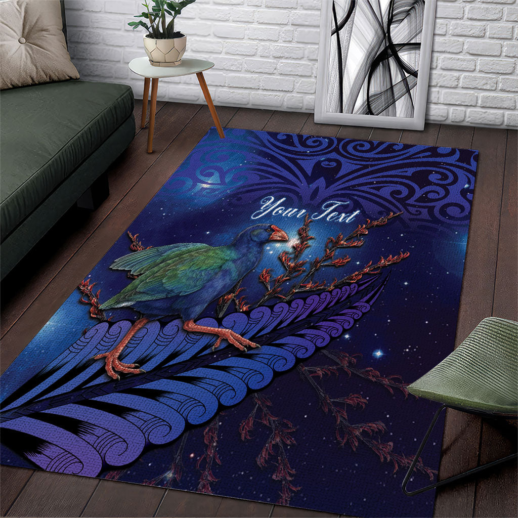 Takahe New Zealand Personalised Area Rug Harakeke Silver Fern Maori Pattern