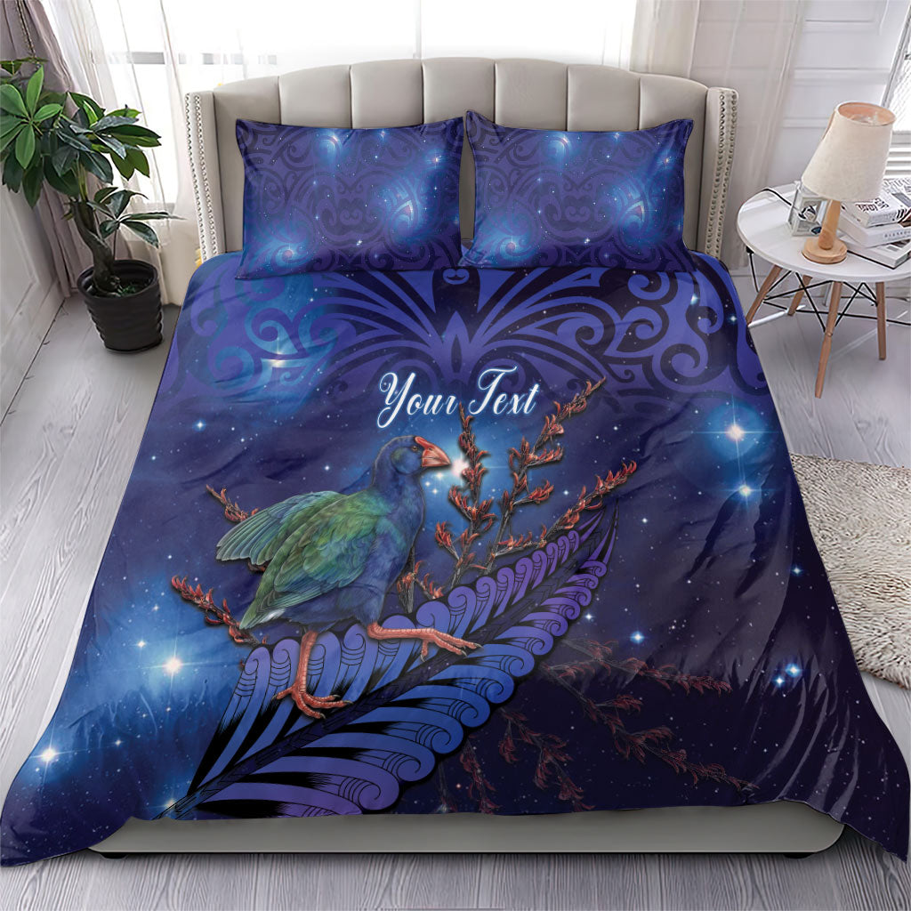 Takahe New Zealand Personalised Bedding Set Harakeke Silver Fern Maori Pattern