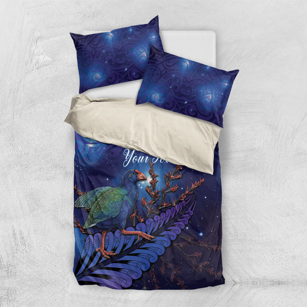 Takahe New Zealand Personalised Bedding Set Harakeke Silver Fern Maori Pattern