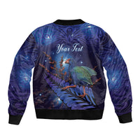 Takahe New Zealand Personalised Bomber Jacket Harakeke Silver Fern Maori Pattern