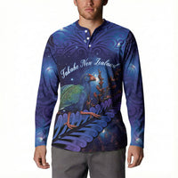 Takahe New Zealand Personalised Button Sweatshirt Harakeke Silver Fern Maori Pattern