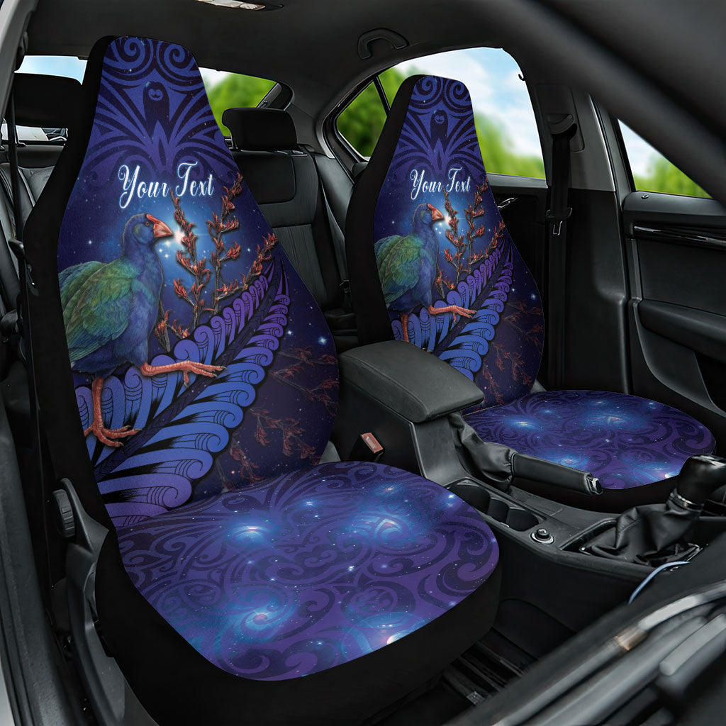 Takahe New Zealand Personalised Car Seat Cover Harakeke Silver Fern Maori Pattern