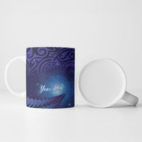 Takahe New Zealand Personalised Ceramic Mug Harakeke Silver Fern Maori Pattern