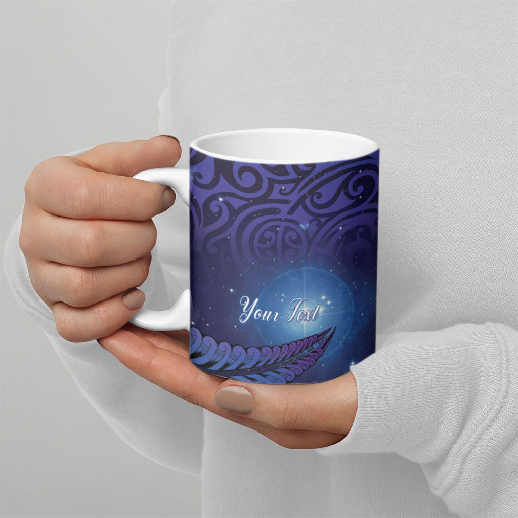 Takahe New Zealand Personalised Ceramic Mug Harakeke Silver Fern Maori Pattern
