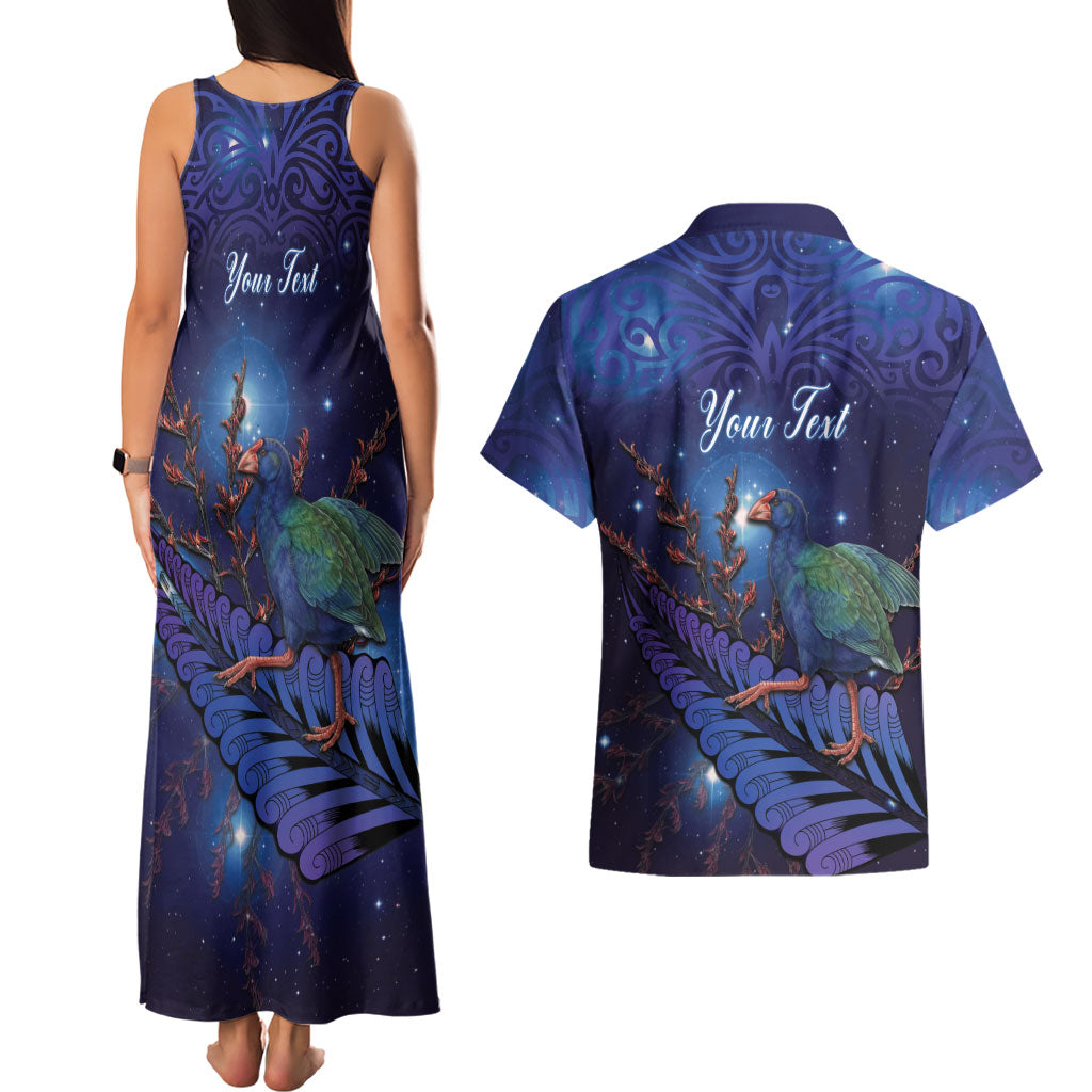 Takahe New Zealand Personalised Couples Matching Tank Maxi Dress and Hawaiian Shirt Harakeke Silver Fern Maori Pattern LT22 - Polynesian Pride