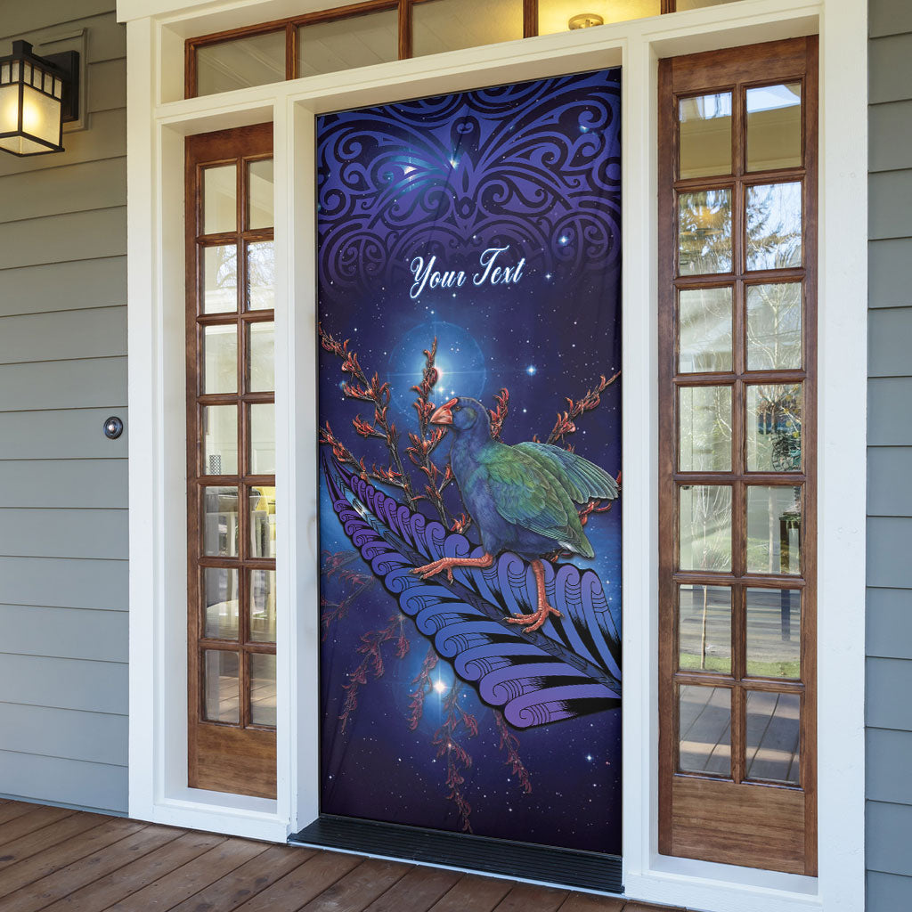 Takahe New Zealand Personalised Door Cover Harakeke Silver Fern Maori Pattern