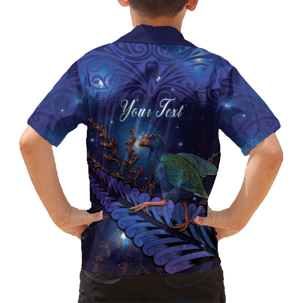 Takahe New Zealand Personalised Family Matching Off The Shoulder Long Sleeve Dress and Hawaiian Shirt Harakeke Silver Fern Maori Pattern LT22 - Polynesian Pride