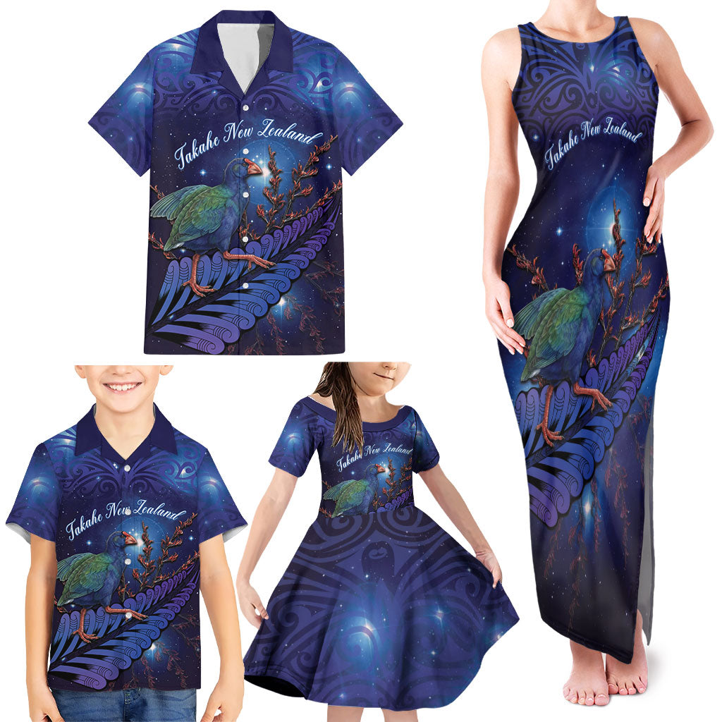 Takahe New Zealand Personalised Family Matching Tank Maxi Dress and Hawaiian Shirt Harakeke Silver Fern Maori Pattern LT22 - Polynesian Pride