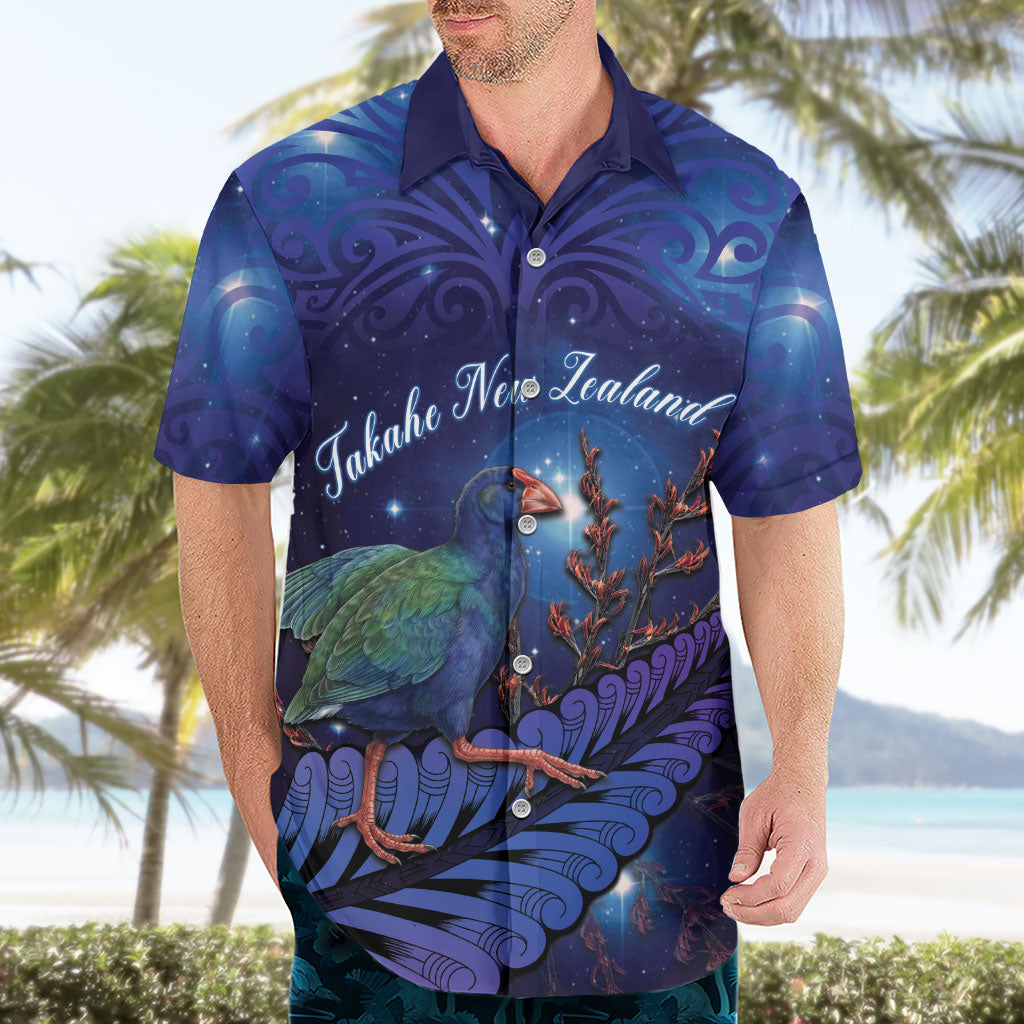 Takahe New Zealand Personalised Hawaiian Shirt Harakeke Silver Fern Maori Pattern