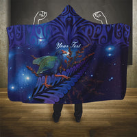 Takahe New Zealand Personalised Hooded Blanket Harakeke Silver Fern Maori Pattern
