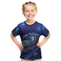 Takahe New Zealand Personalised Kid T Shirt Harakeke Silver Fern Maori Pattern