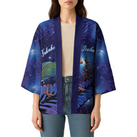 Takahe New Zealand Personalised Kimono Harakeke Silver Fern Maori Pattern