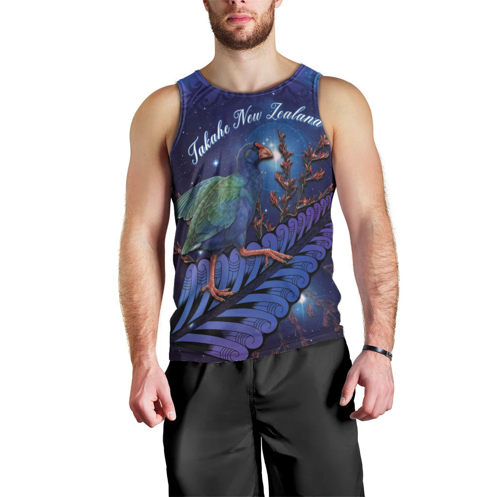Takahe New Zealand Personalised Men Tank Top Harakeke Silver Fern Maori Pattern