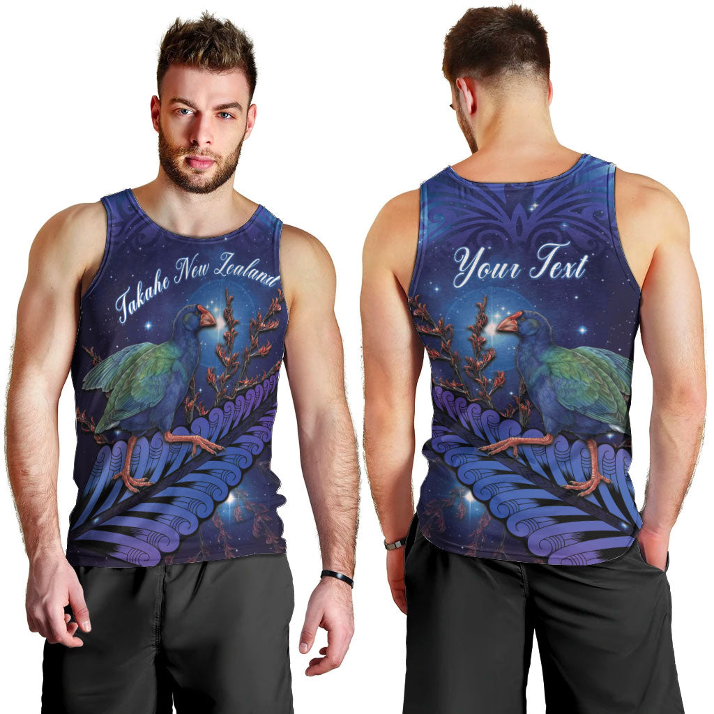 Takahe New Zealand Personalised Men Tank Top Harakeke Silver Fern Maori Pattern