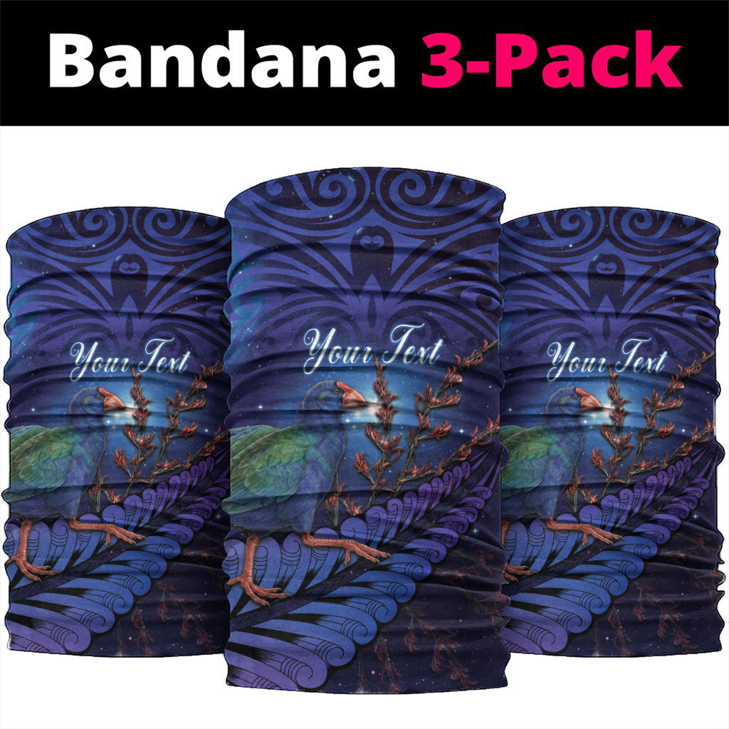Takahe New Zealand Personalised Neck Gaiter Harakeke Silver Fern Maori Pattern