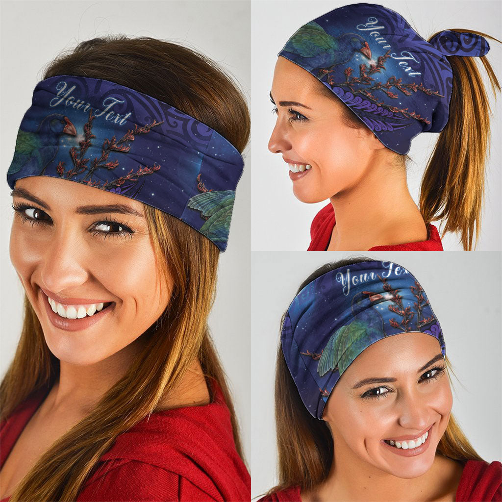 Takahe New Zealand Personalised Neck Gaiter Harakeke Silver Fern Maori Pattern