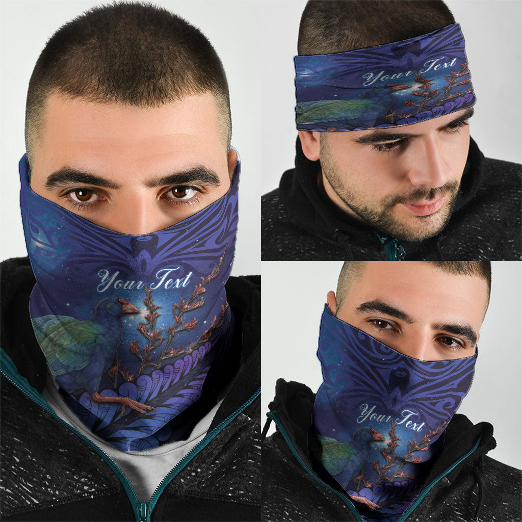 Takahe New Zealand Personalised Neck Gaiter Harakeke Silver Fern Maori Pattern