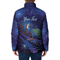 Takahe New Zealand Personalised Padded Jacket Harakeke Silver Fern Maori Pattern