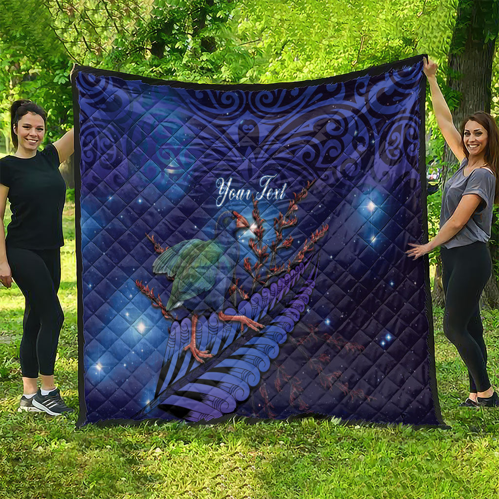 Takahe New Zealand Personalised Quilt Harakeke Silver Fern Maori Pattern