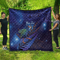 Takahe New Zealand Personalised Quilt Harakeke Silver Fern Maori Pattern