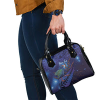 Takahe New Zealand Personalised Shoulder Handbag Harakeke Silver Fern Maori Pattern
