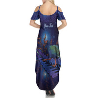 Takahe New Zealand Personalised Summer Maxi Dress Harakeke Silver Fern Maori Pattern