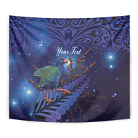 Takahe New Zealand Personalised Tapestry Harakeke Silver Fern Maori Pattern