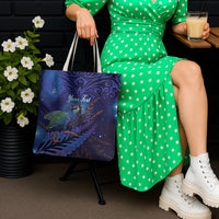 Takahe New Zealand Personalised Tote Bag Harakeke Silver Fern Maori Pattern