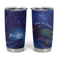 Takahe New Zealand Personalised Tumbler Cup Harakeke Silver Fern Maori Pattern
