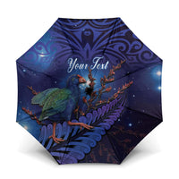 Takahe New Zealand Personalised Umbrella Harakeke Silver Fern Maori Pattern