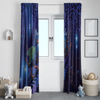 Takahe New Zealand Personalised Window Curtain Harakeke Silver Fern Maori Pattern