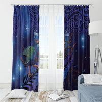 Takahe New Zealand Personalised Window Curtain Harakeke Silver Fern Maori Pattern